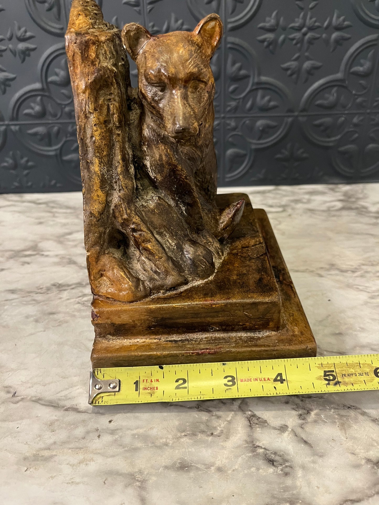 Single Bear Bookend Burnished Gold Tone