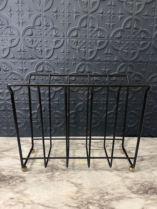 Black Wire Magazine Rack with Gold feet