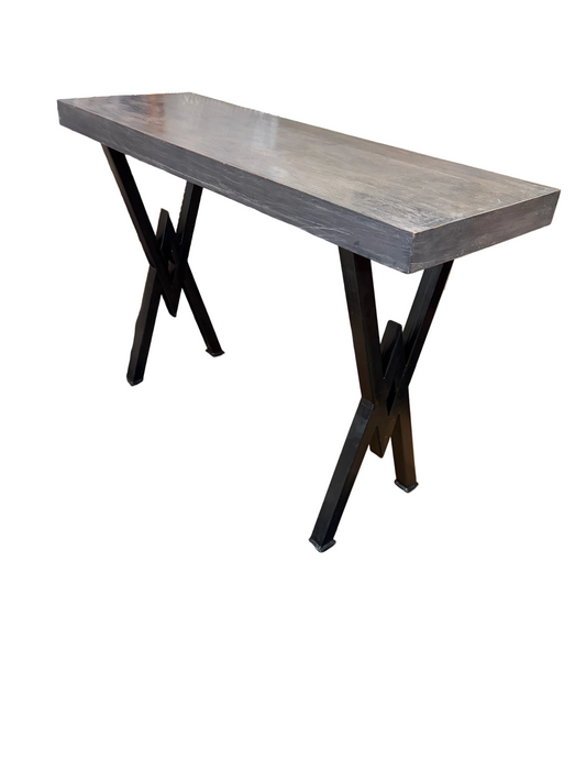 Rustic Grey Sofa/entry Table with Metal Legs