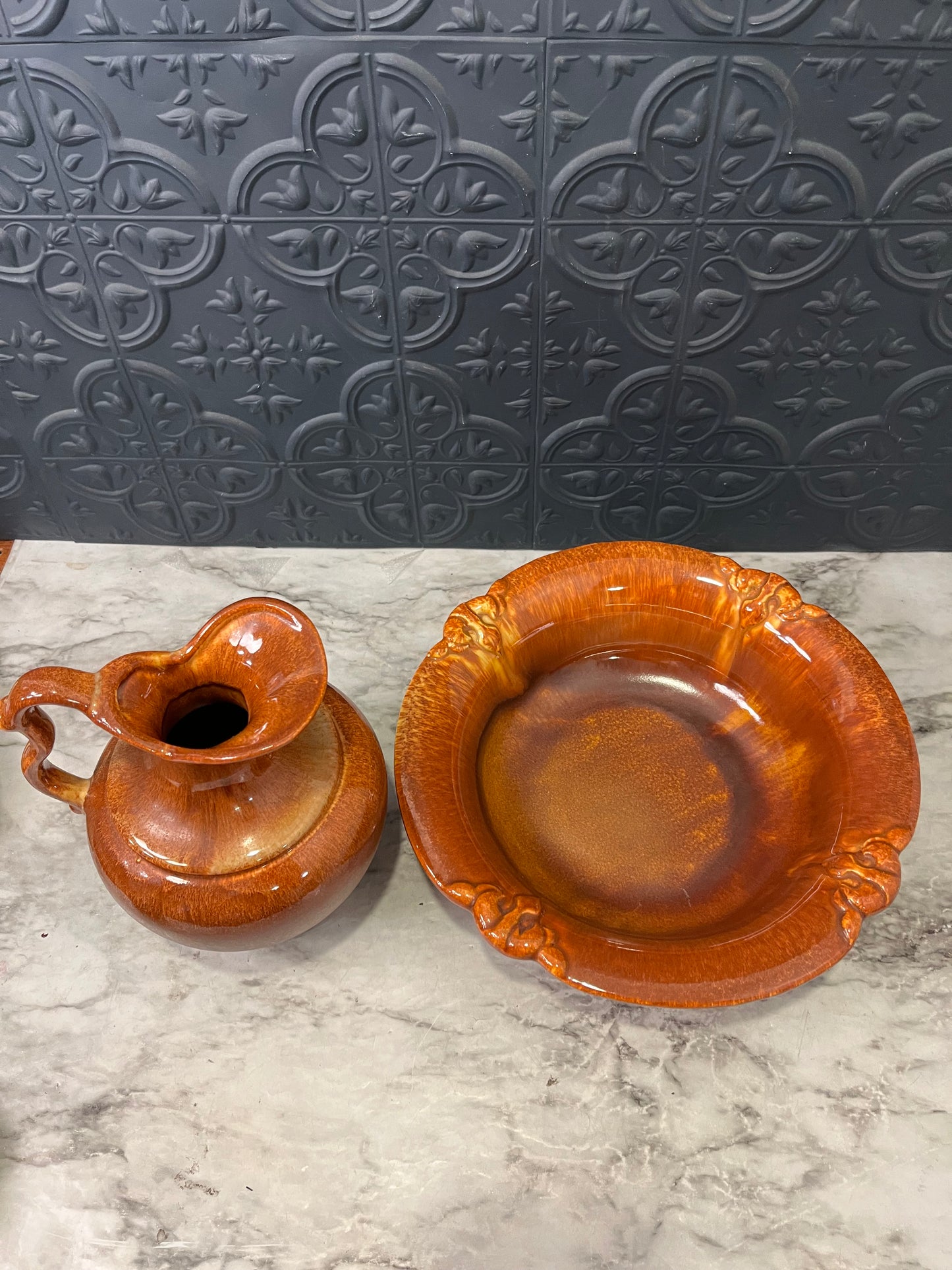 Haegar Rust Pitcher and Bowl