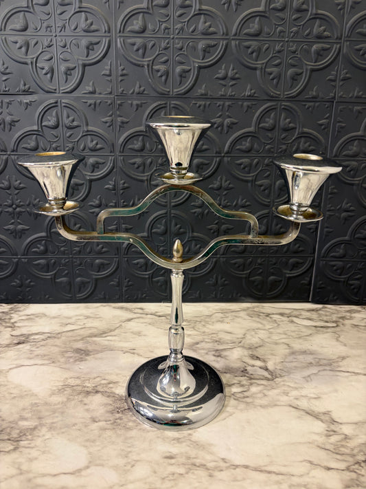 Silver Plate  Art Deco Candelabra 3 Arm