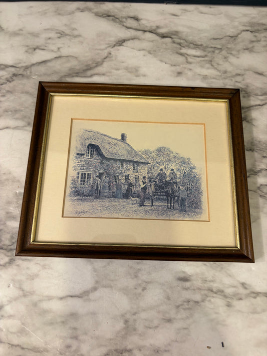 Print of Gentlemen on Wagon