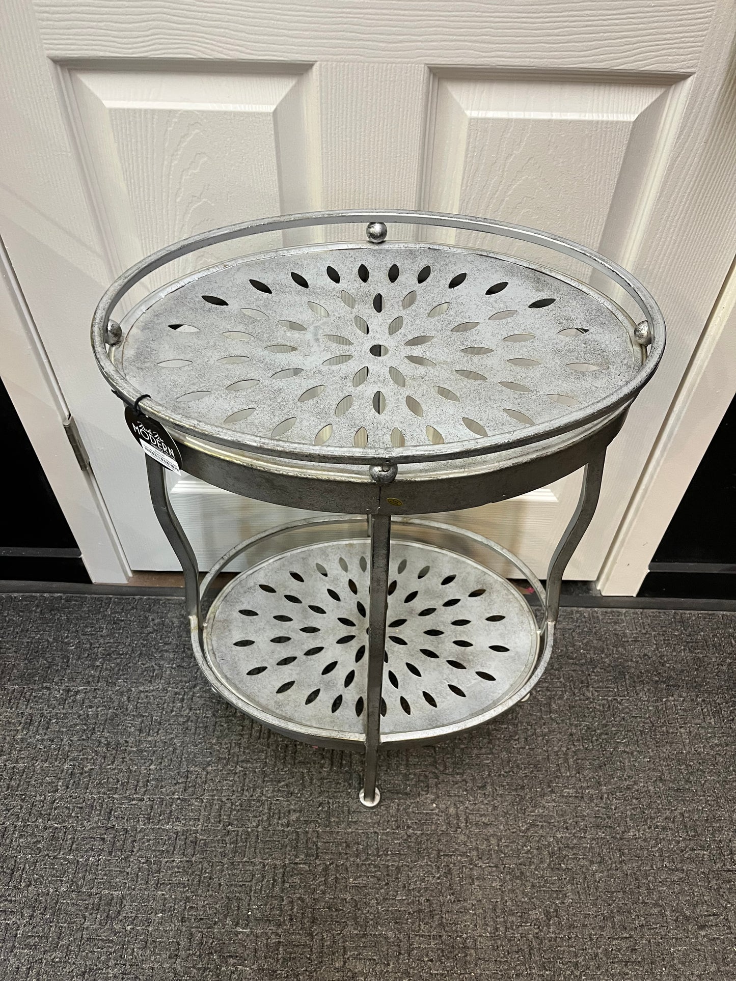 Two Tier Metal Plant Stand with Cutouts