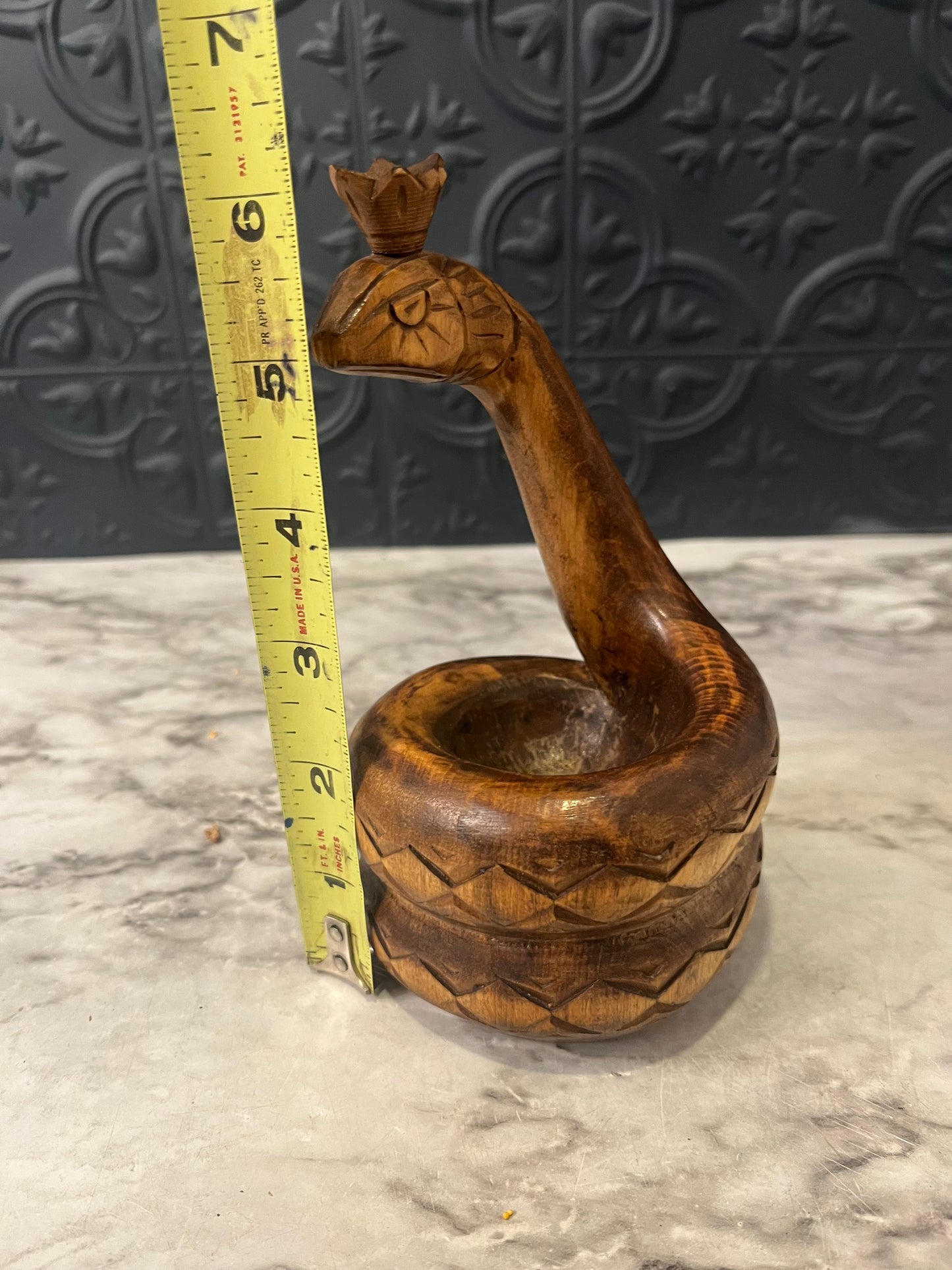 Hand Carved Snake Bowl
