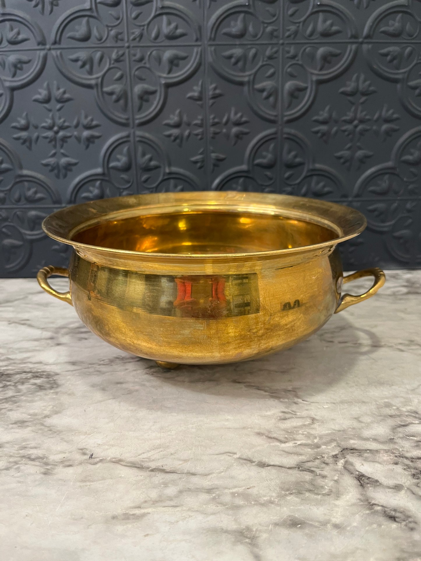 Solid Brass Footed Pot with handles