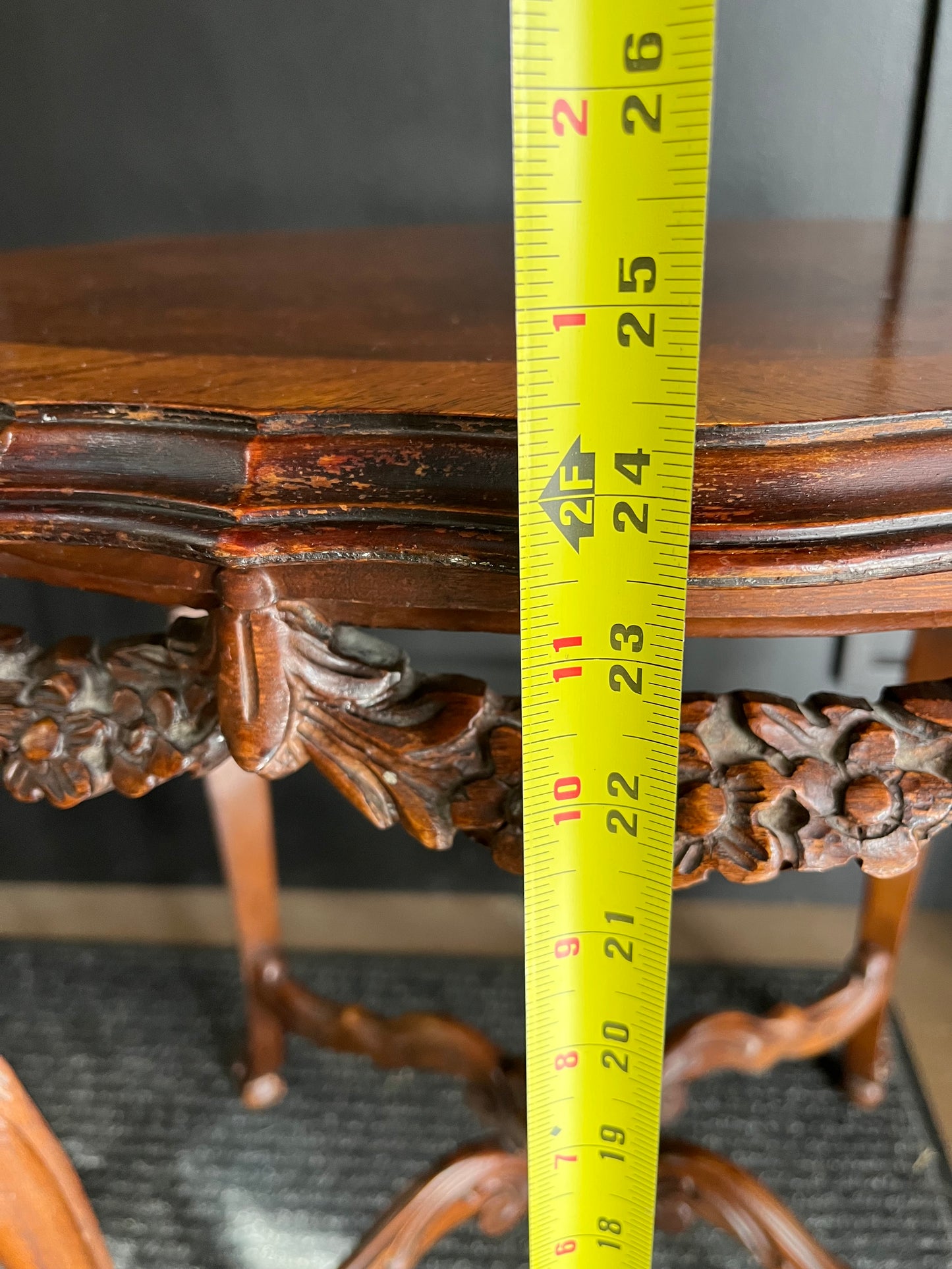 Antique French Walnut carved wood table