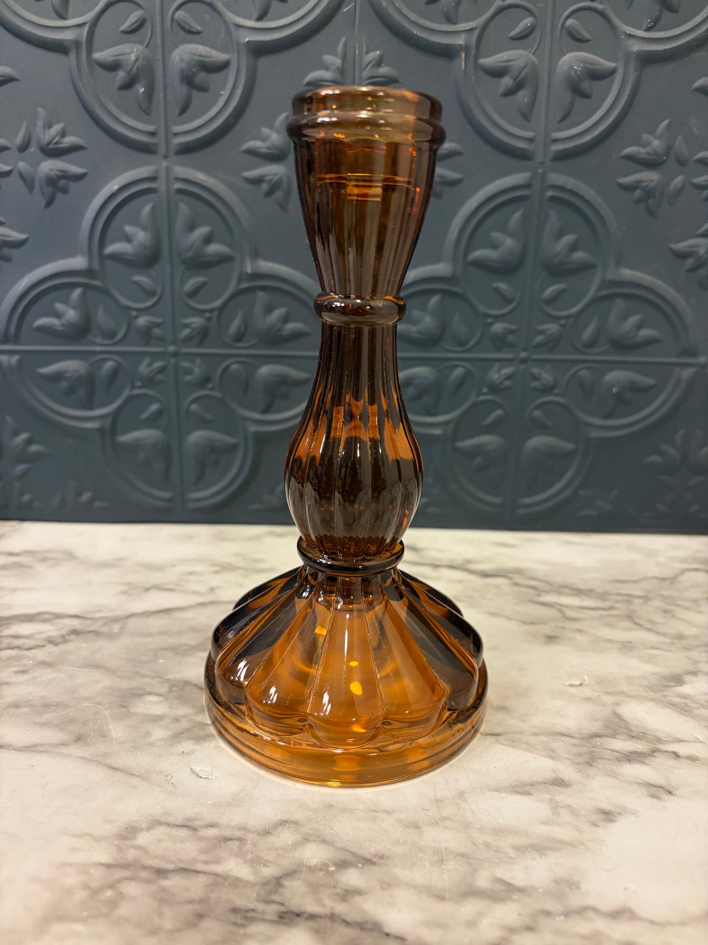 Amber Glass Candle Holder Robert Stanley