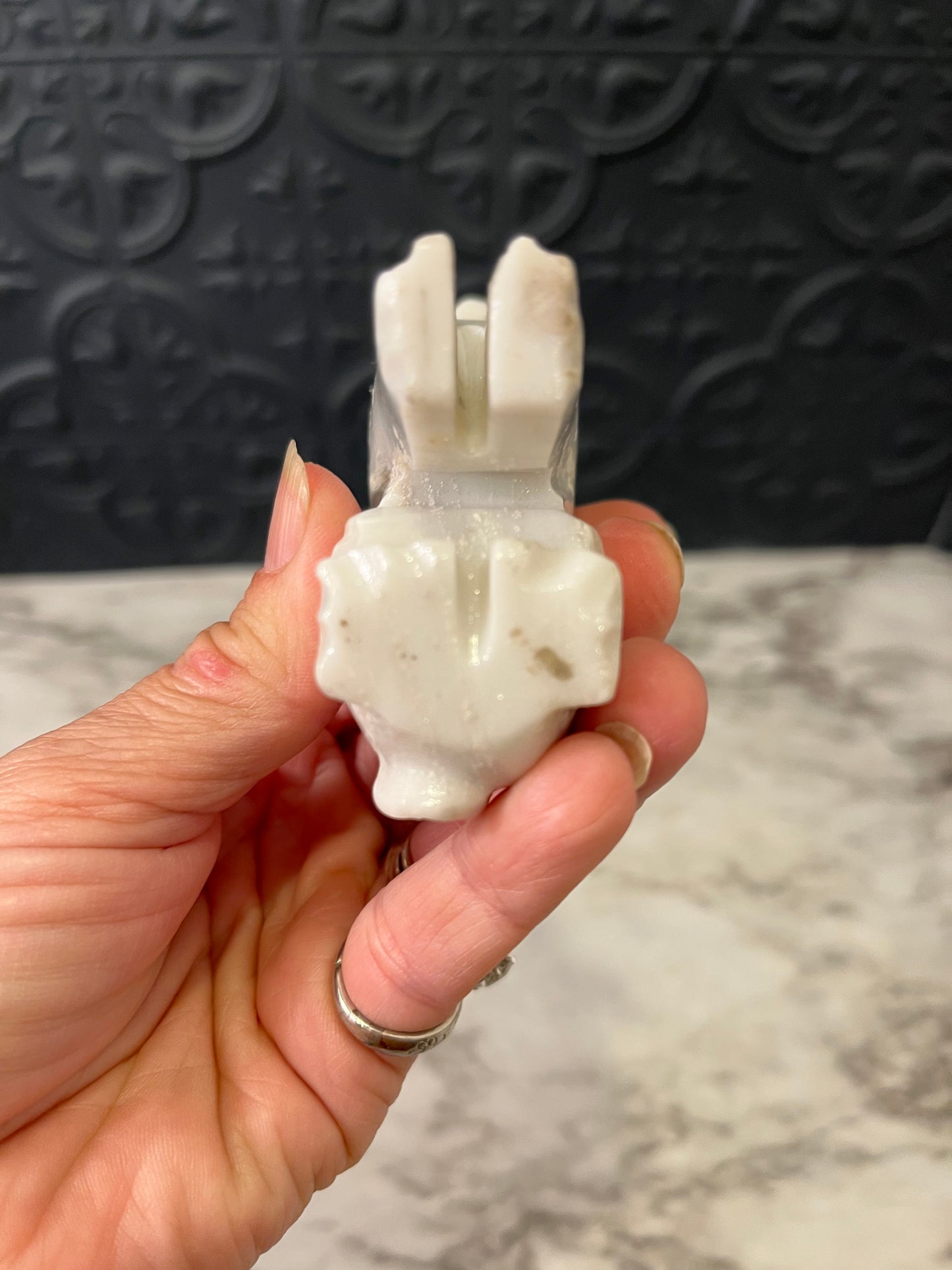 Carved White Stone Cat