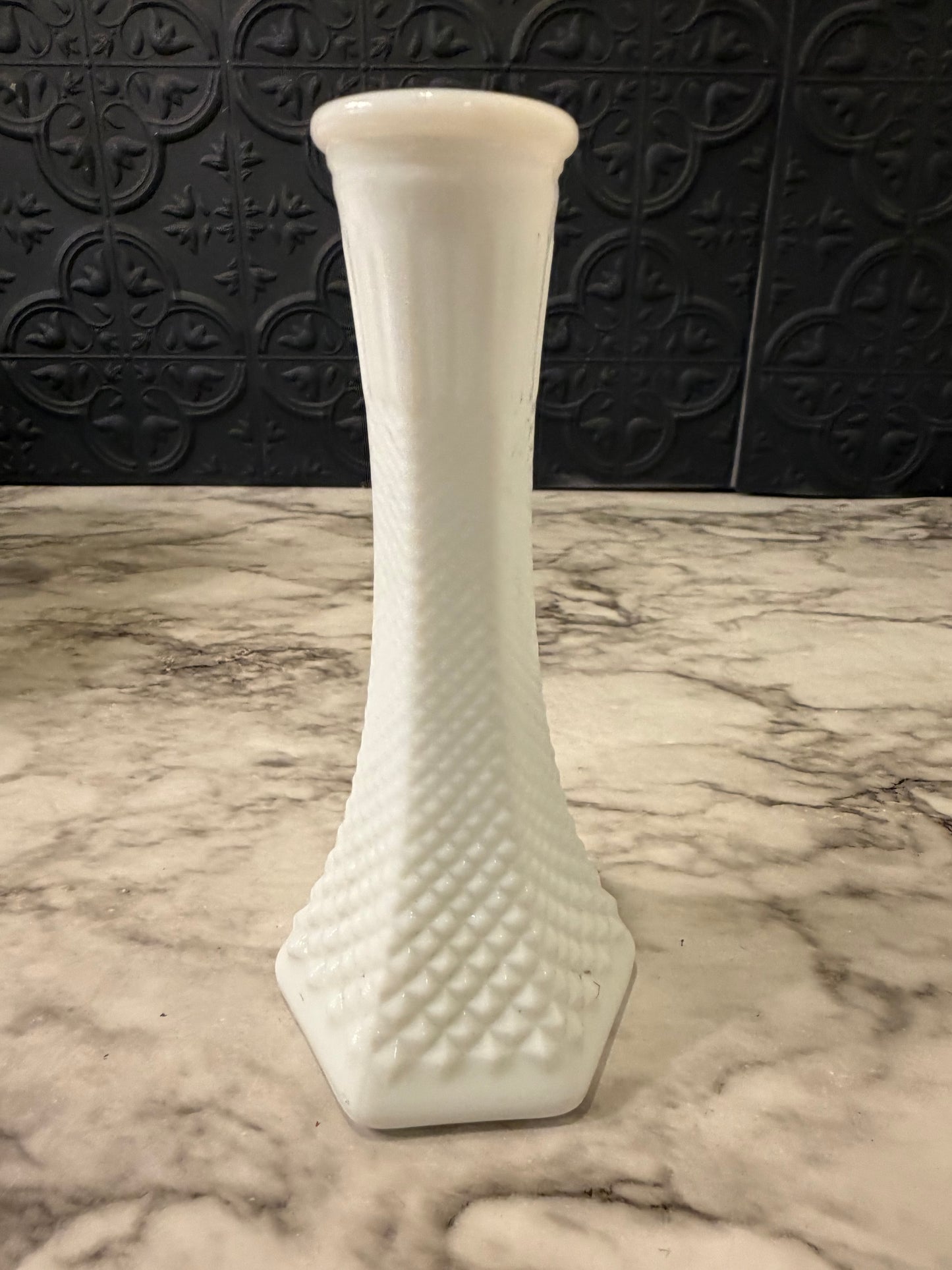 Milk Glass Bud Vase 6"