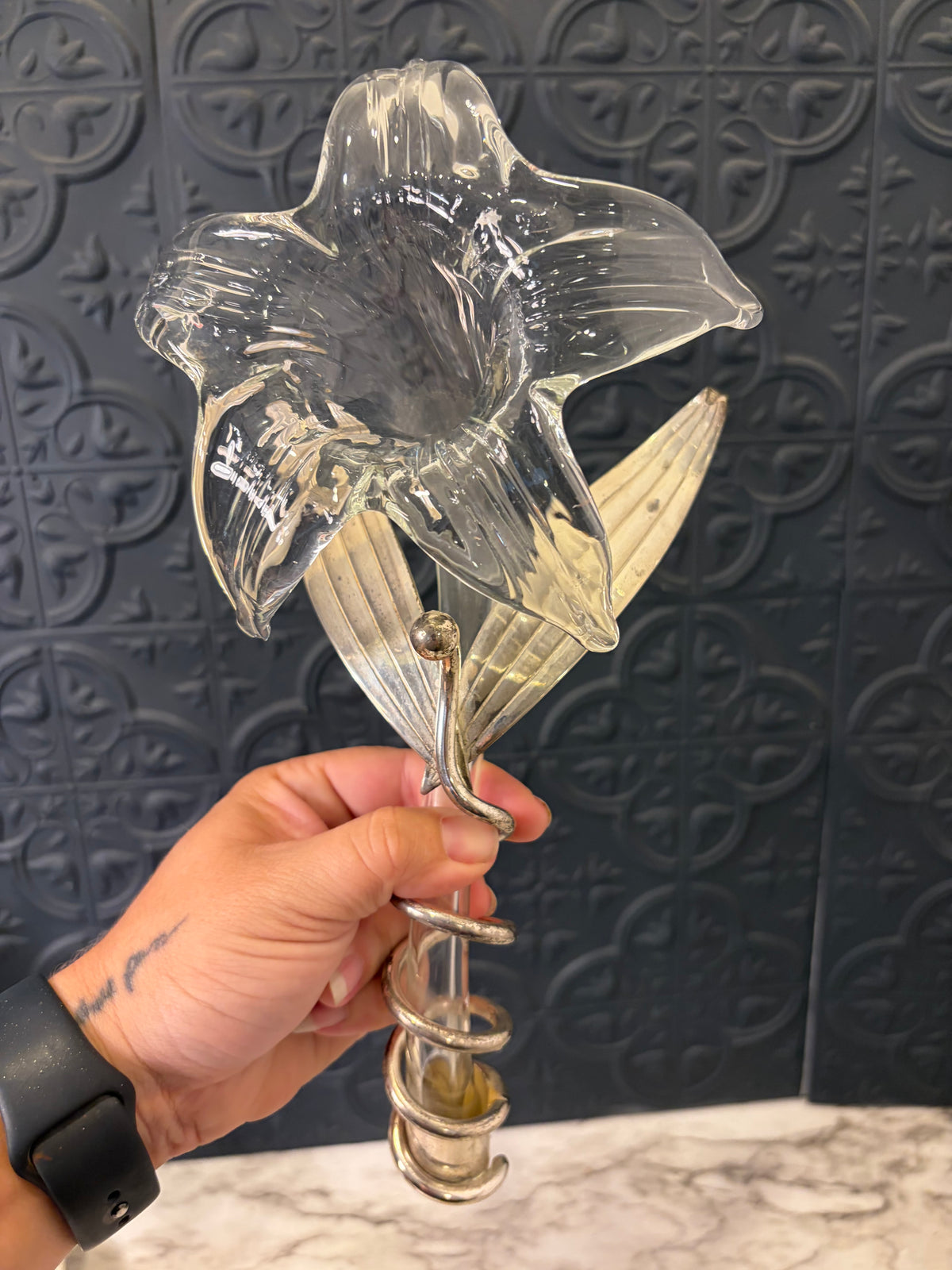 Blown Glass Lilly Wrapped Vase