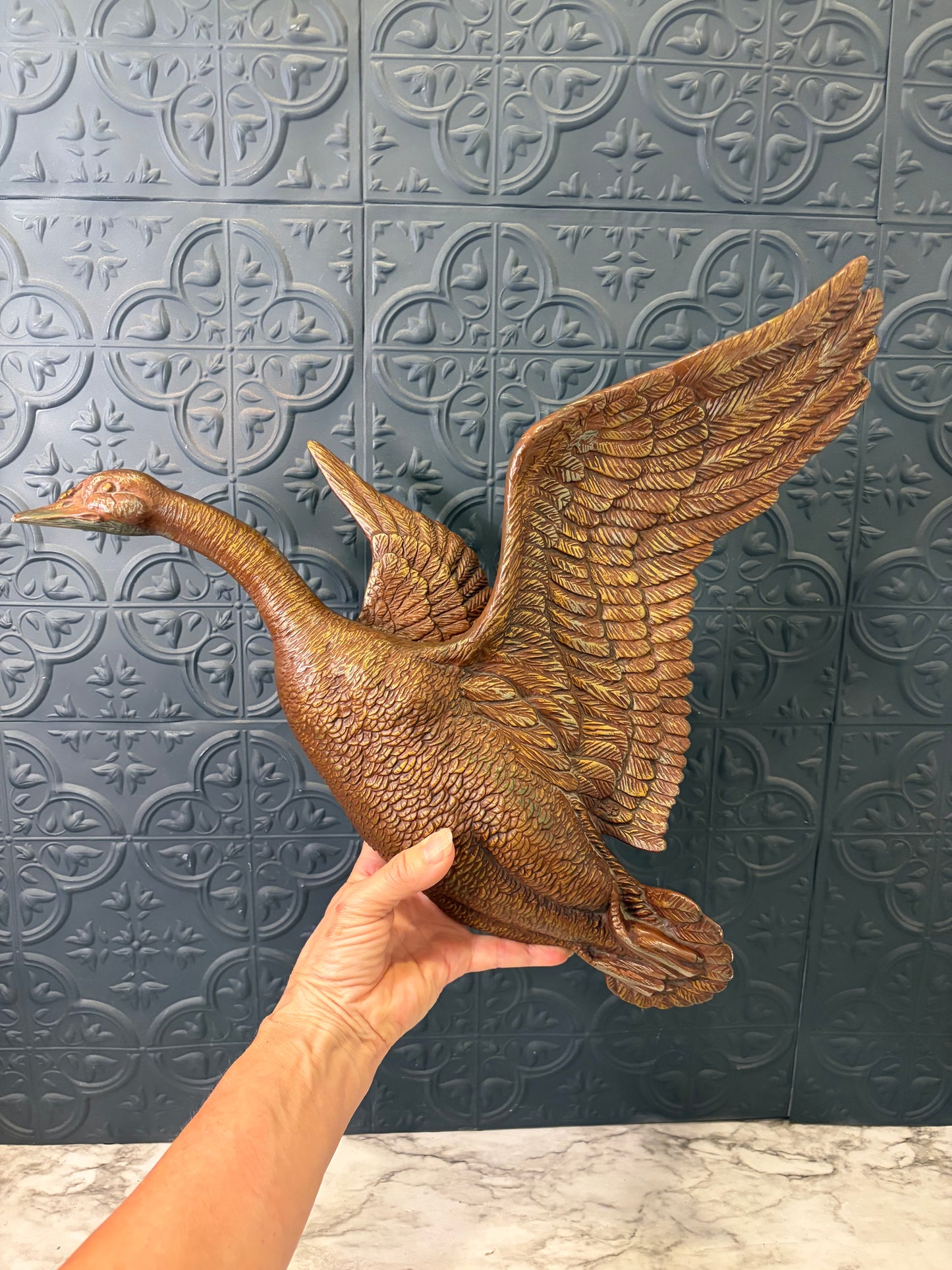 Plaster Flying Duck Set of 2