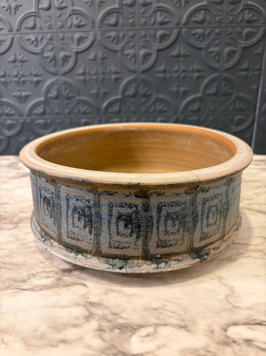 Shallow Terracotta Pottery Planter Blue