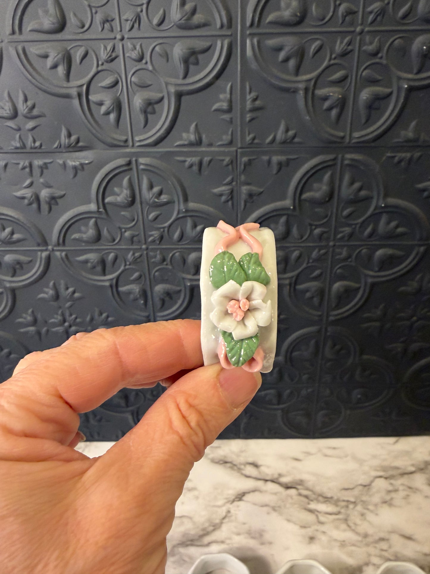 Set of 6 Porcelain Floral Napkin Rings