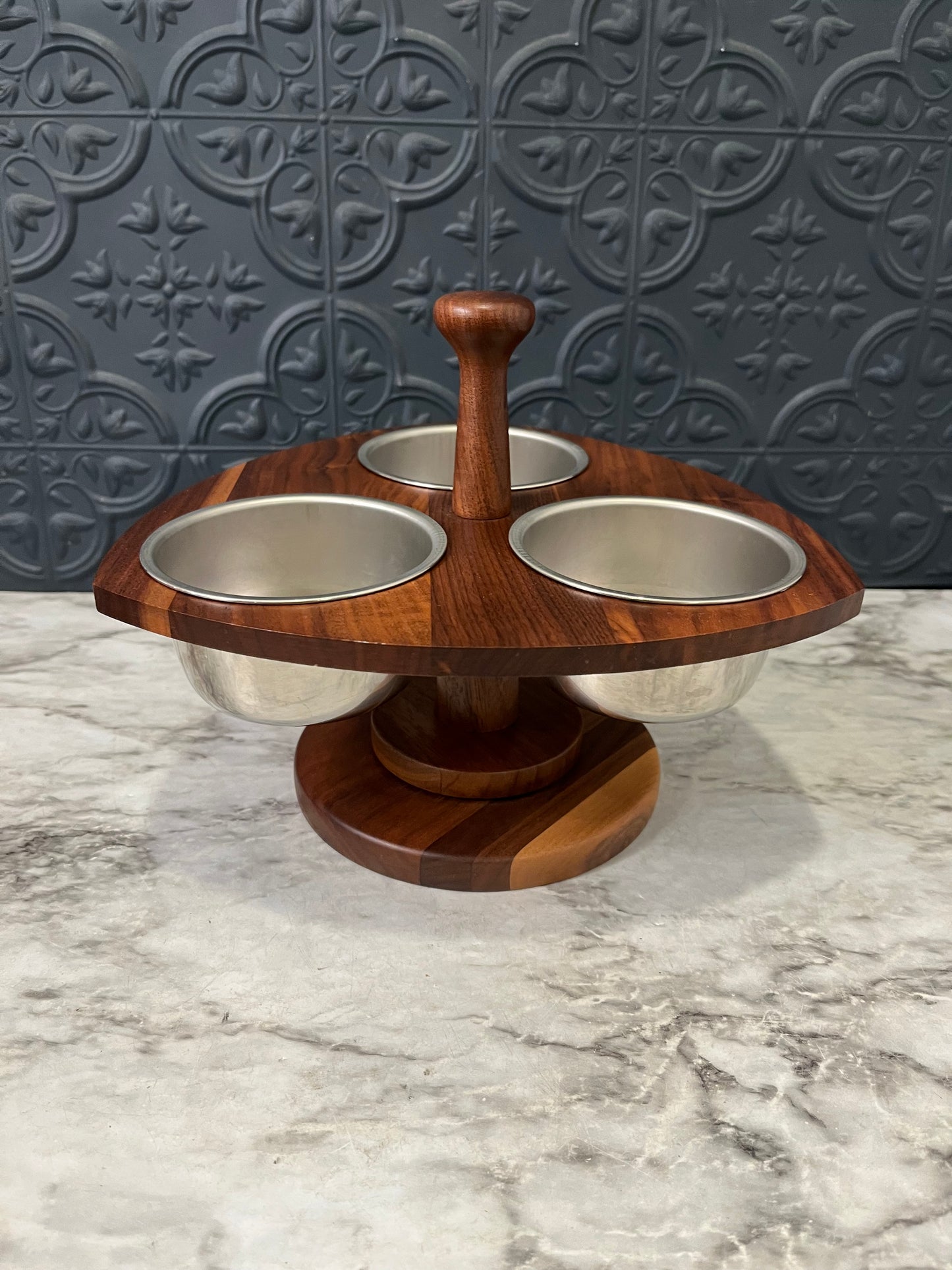 Mid Century Walnut Condiment server