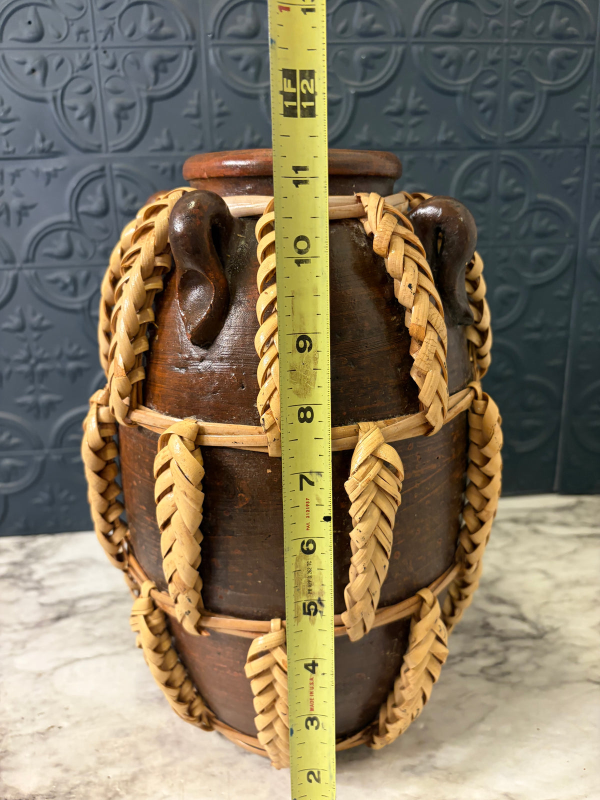 Pottery Jub wth Braided Rattan Detail