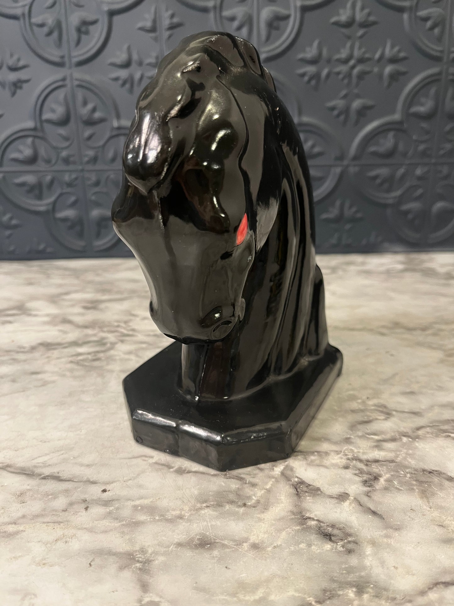 Black Ceramic Horsehead Bookend