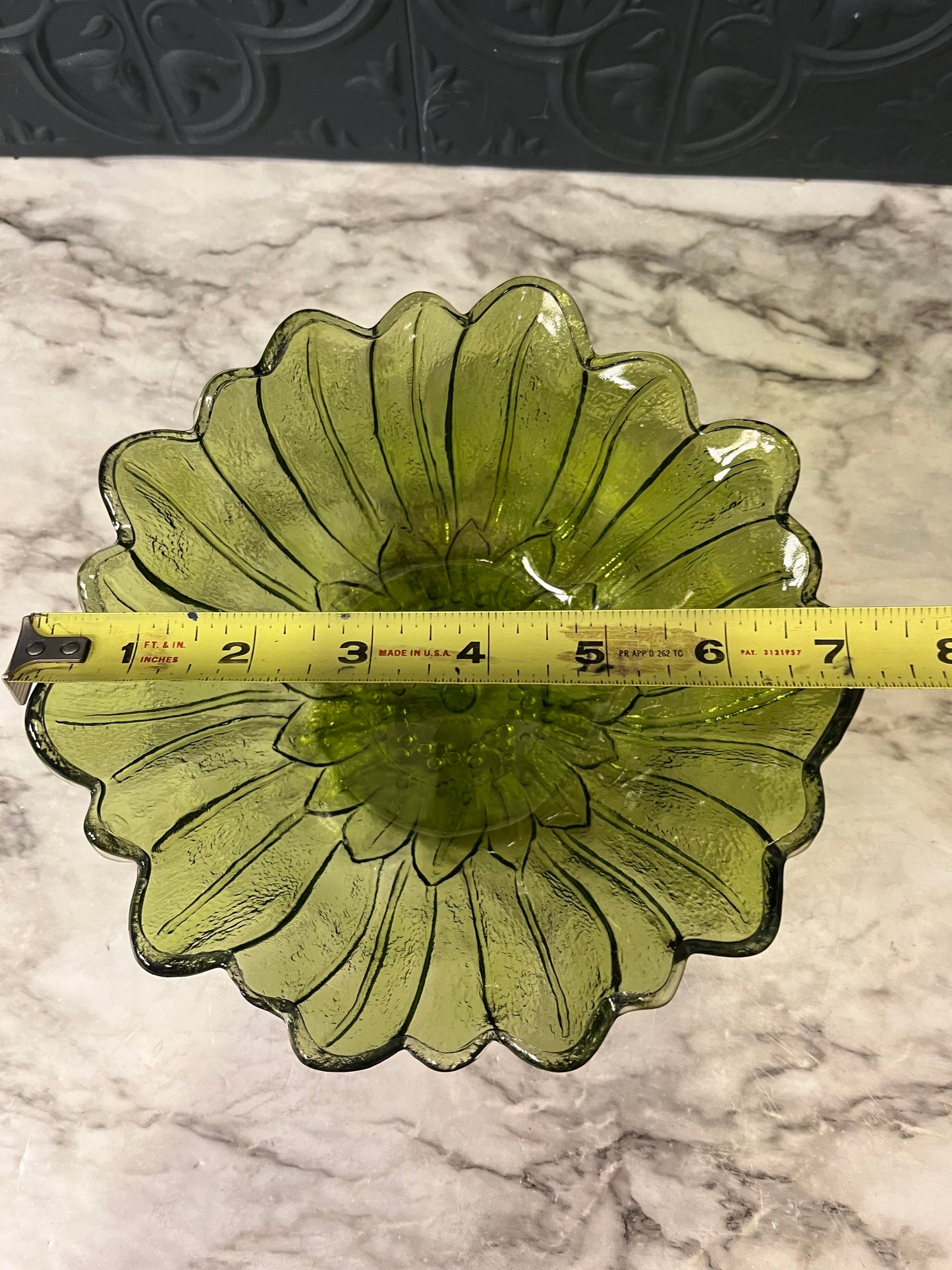 Indiana Green Glass Sunflower Dish