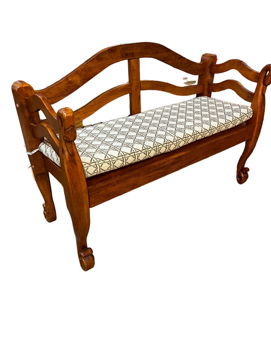 Wood Bench with Swans