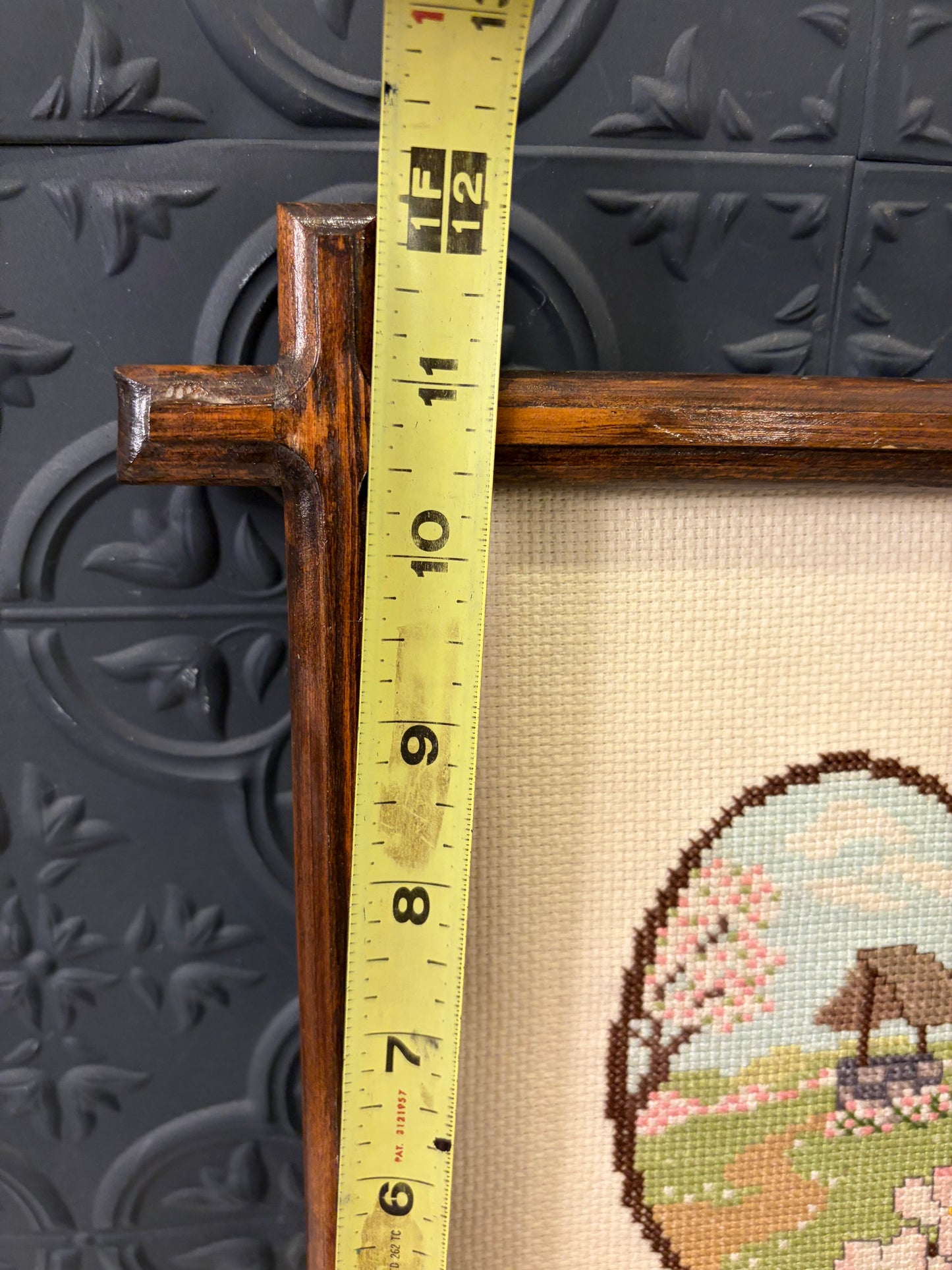 Framed Cross Stitch of Spring AS IS