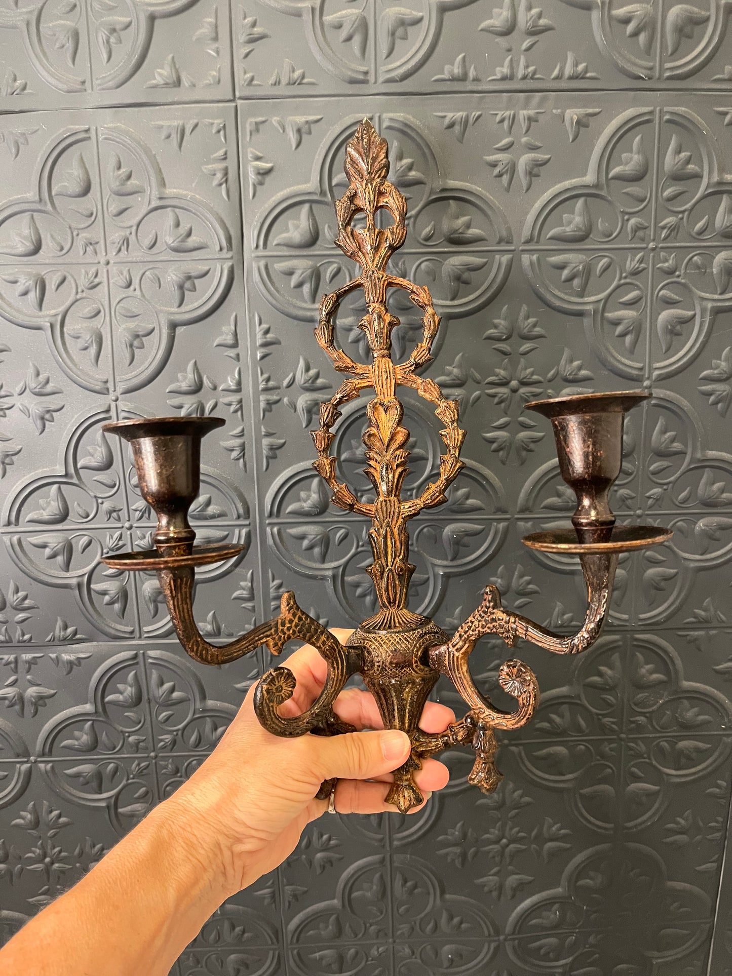 Cast Iron Gothic Wall Sconce Set