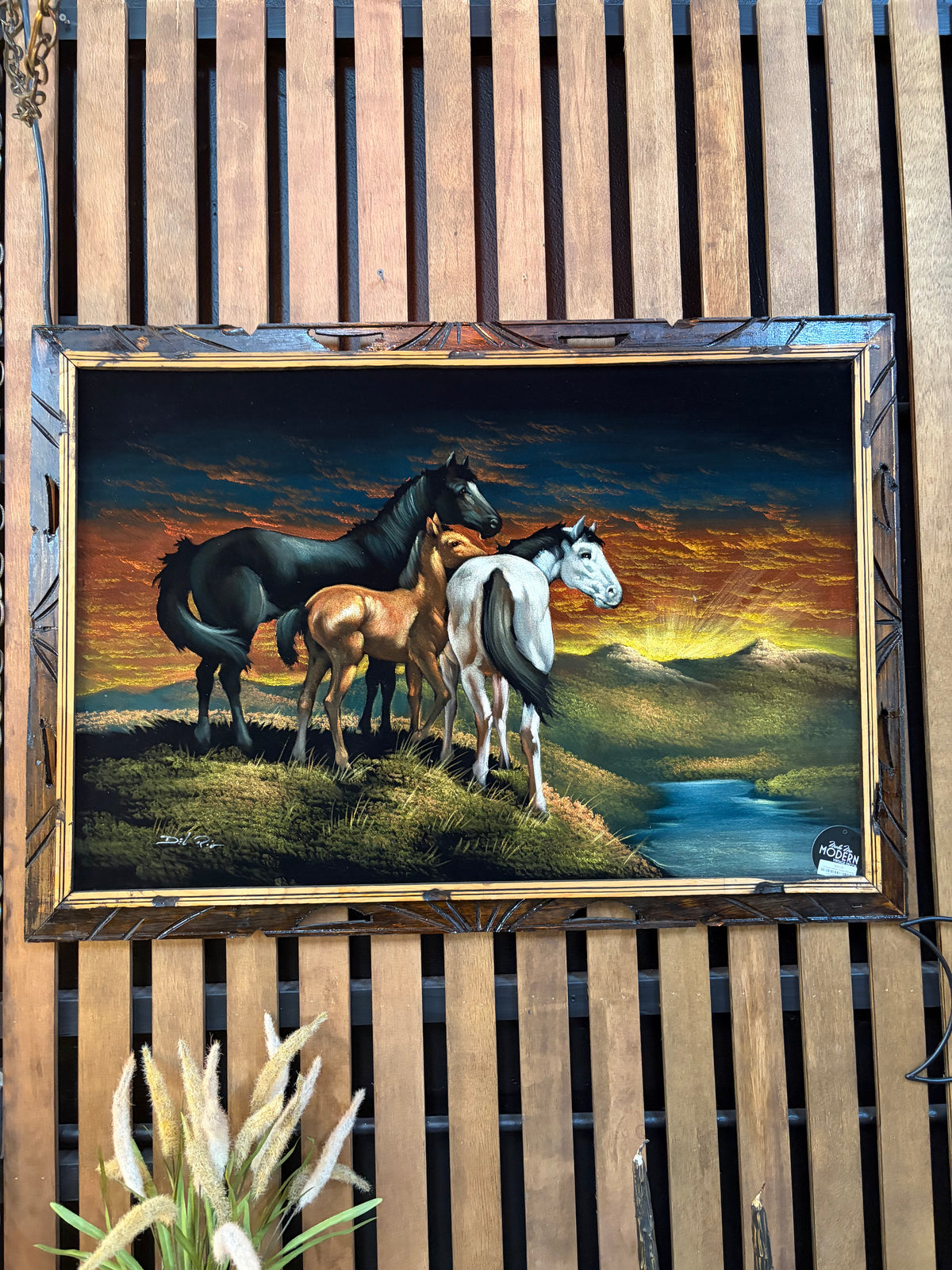 Vintage Velvet Horse Painting