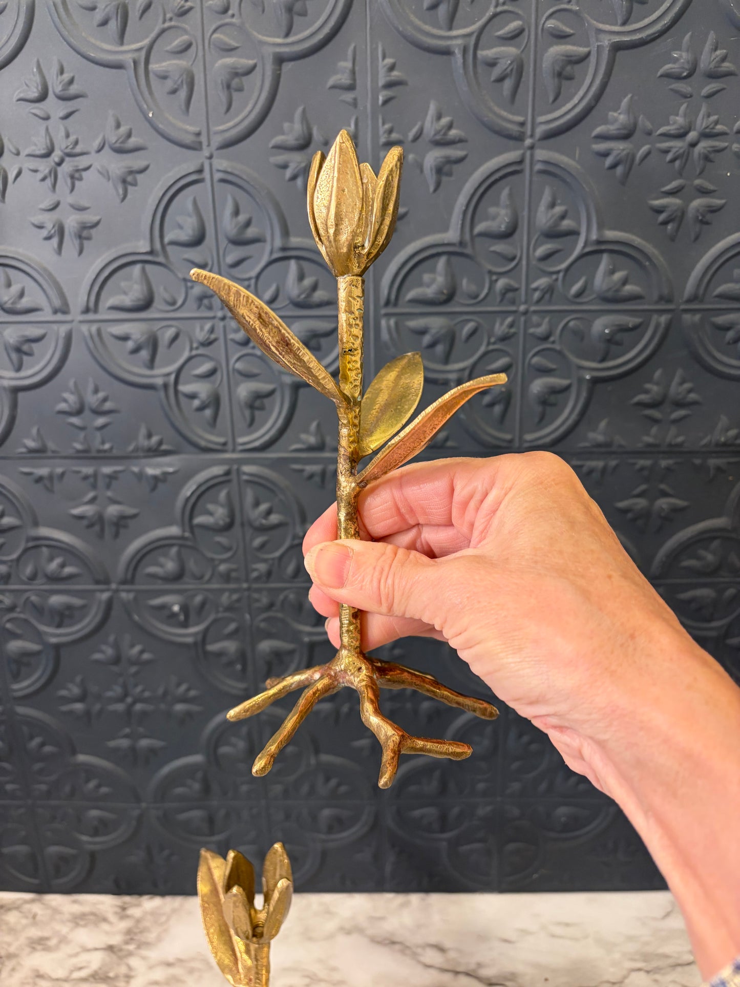 Brass Tulip Candle Holder set of 2