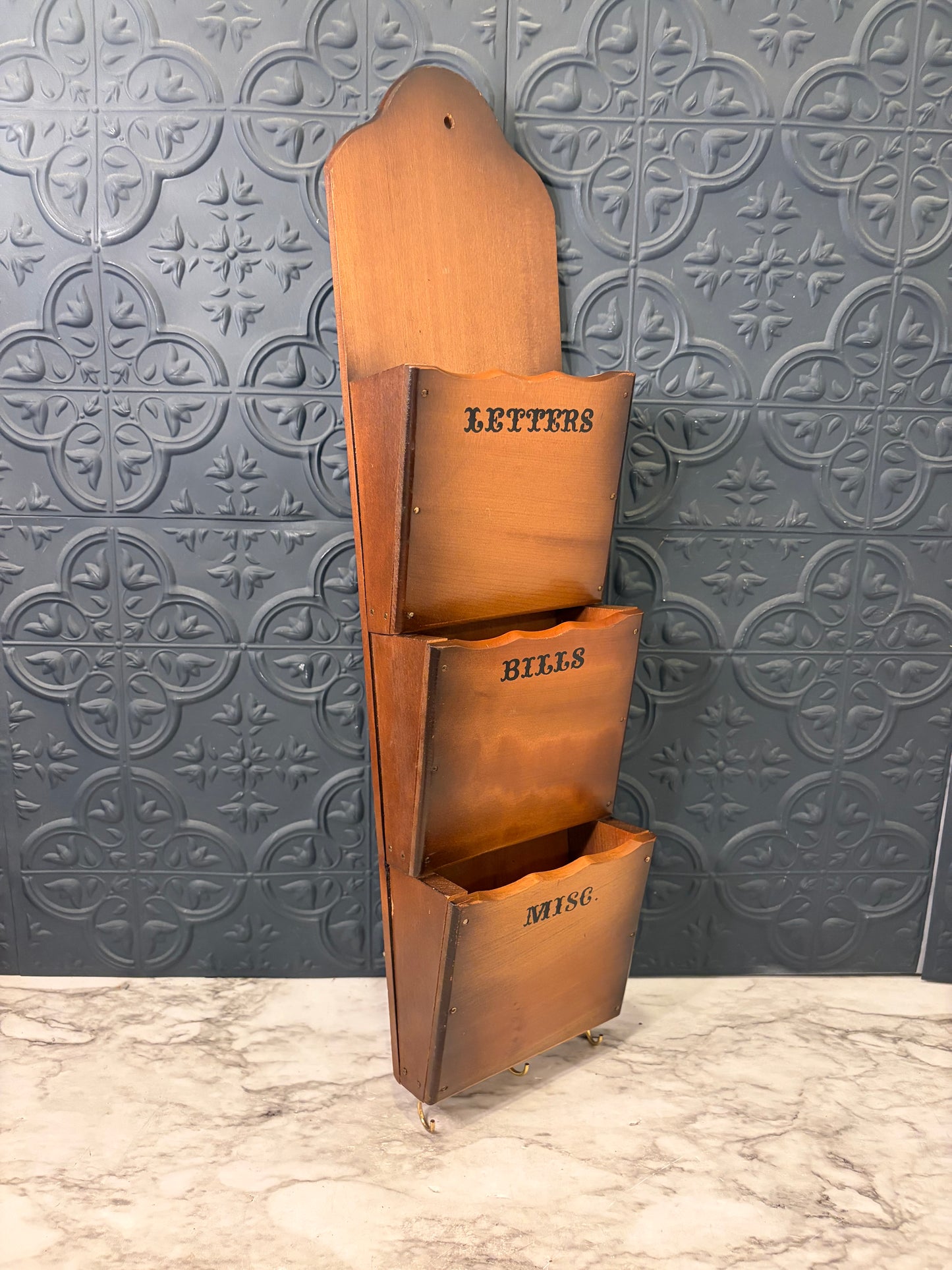 70s Wood Letter Sorter with Hooks