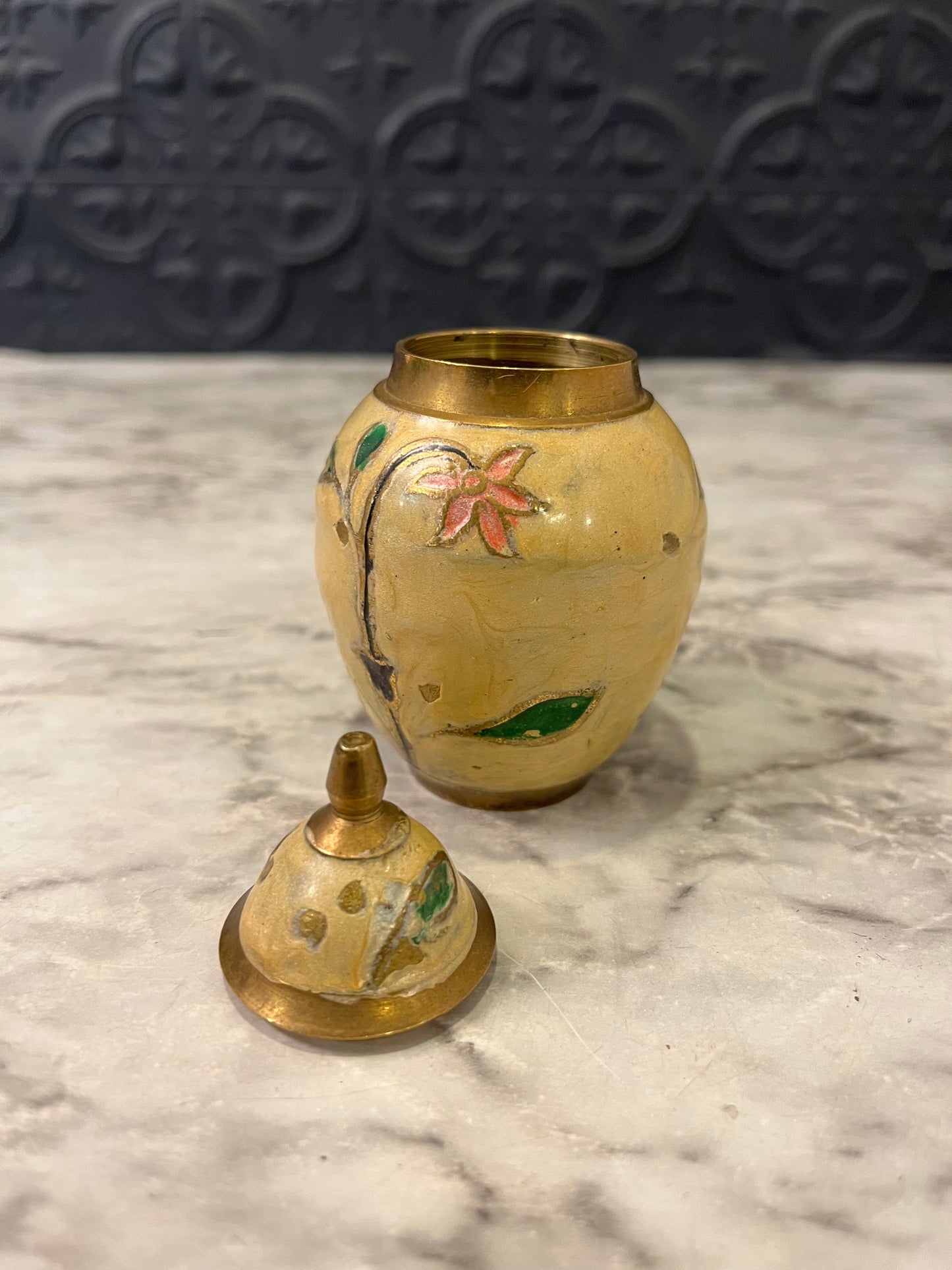 Mini Brass and Enamel Ginger Jar