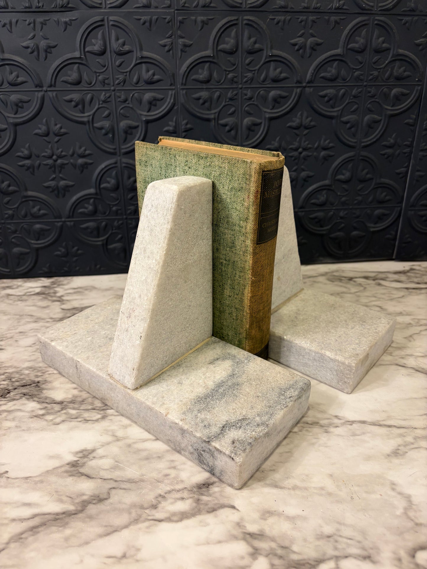 Heavy Stone Geometric Bookends
