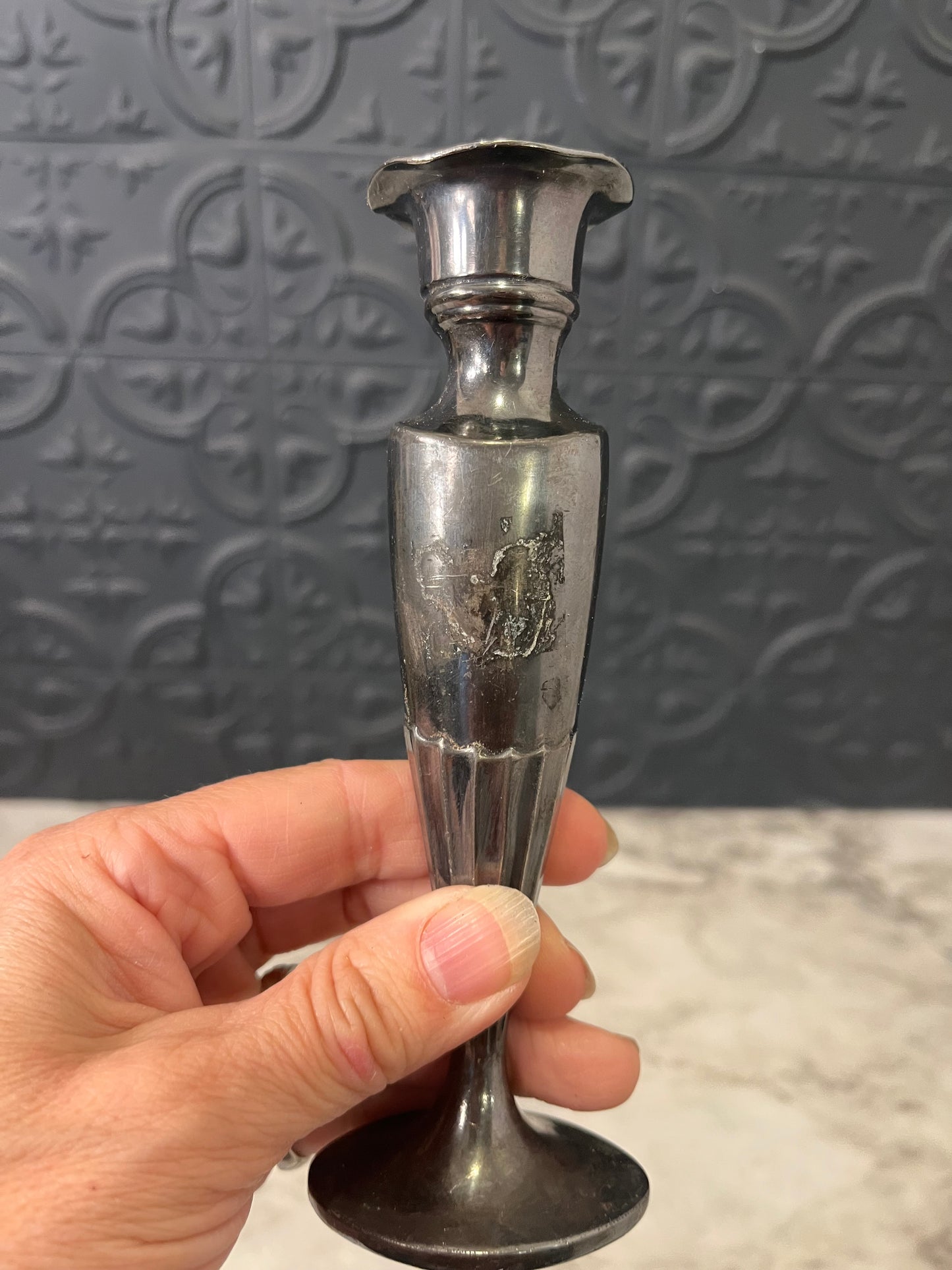Silver Plated Small Fluted Vase