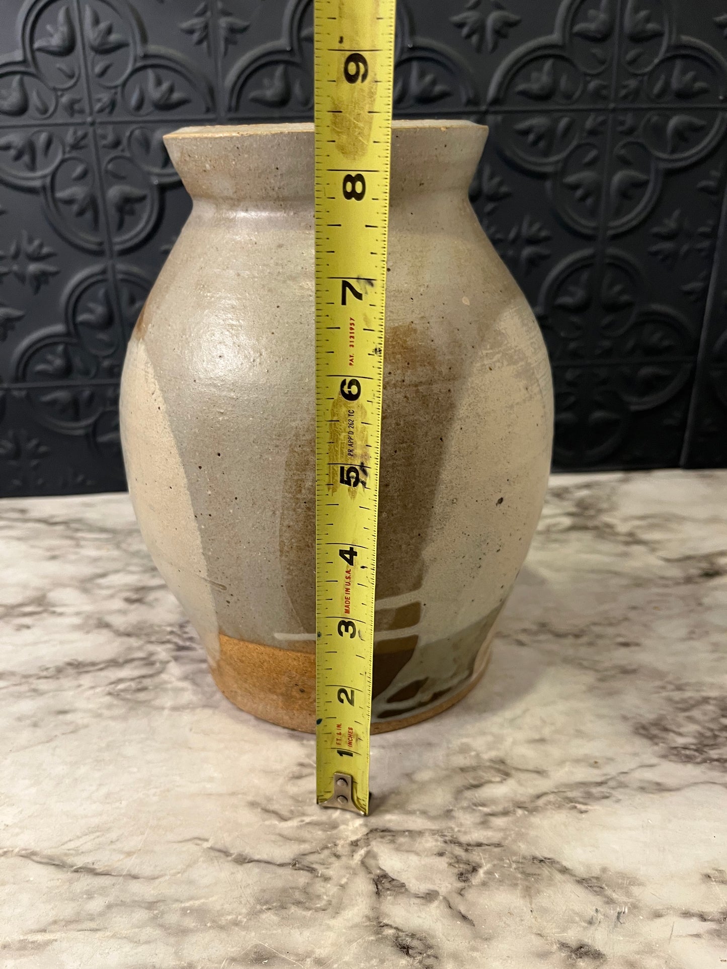 Grey Multicolored Pottery Vase 8.5