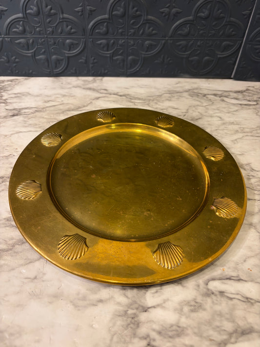 12" Brass Tray with Shells