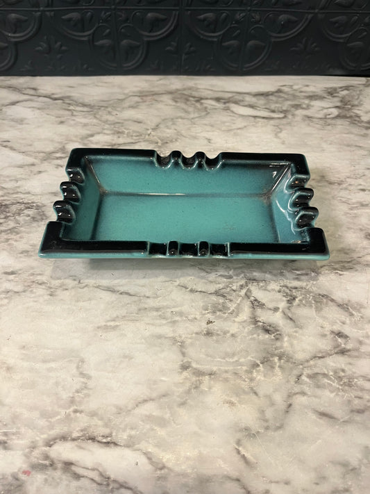 Vintage Pfaltzgraff Turquoise and Black Glazed Ceramic Ashtray