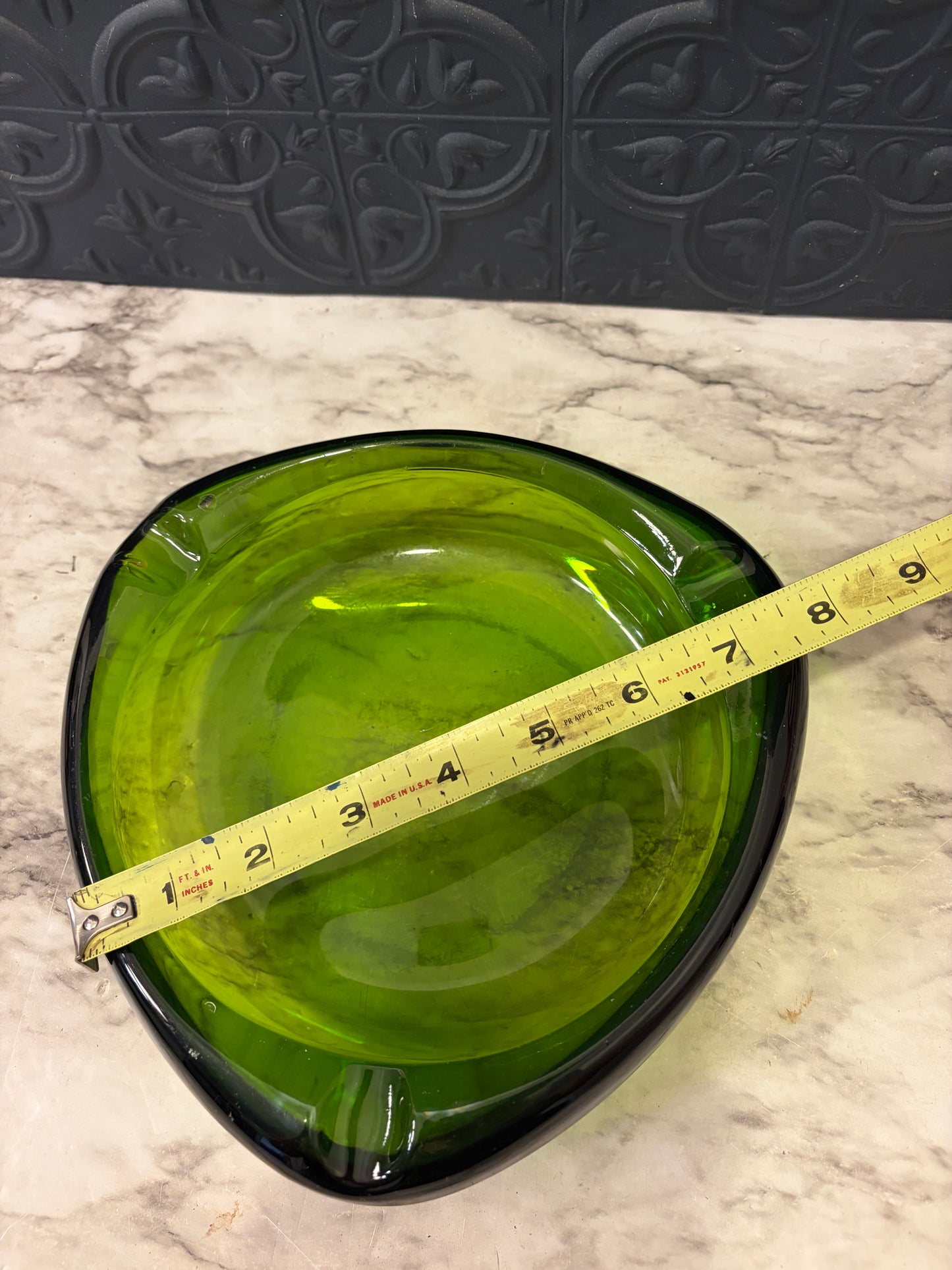 Viking Art Glass Green Ashtray