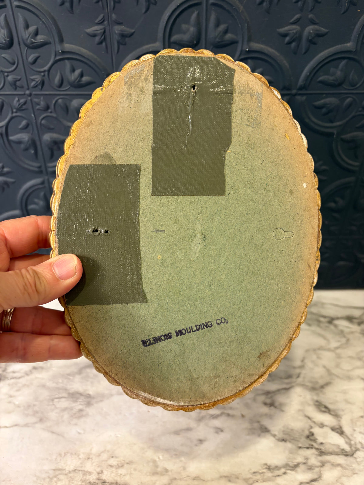 Vintage Oval Tarnished Mirror