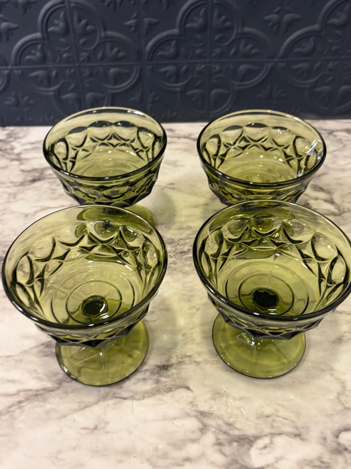 Noritake avacado Green Sherbert Glass set of 4