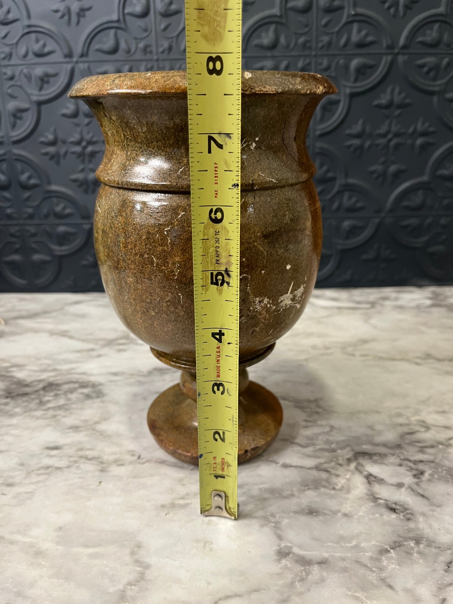 Brown Soapstone Pedestal Pot