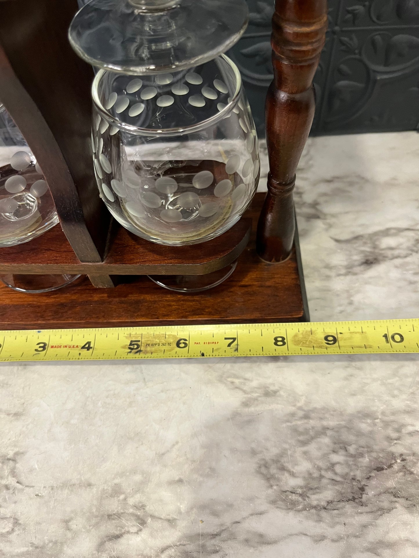 Vintage Brandy Glasses with Wood Holder