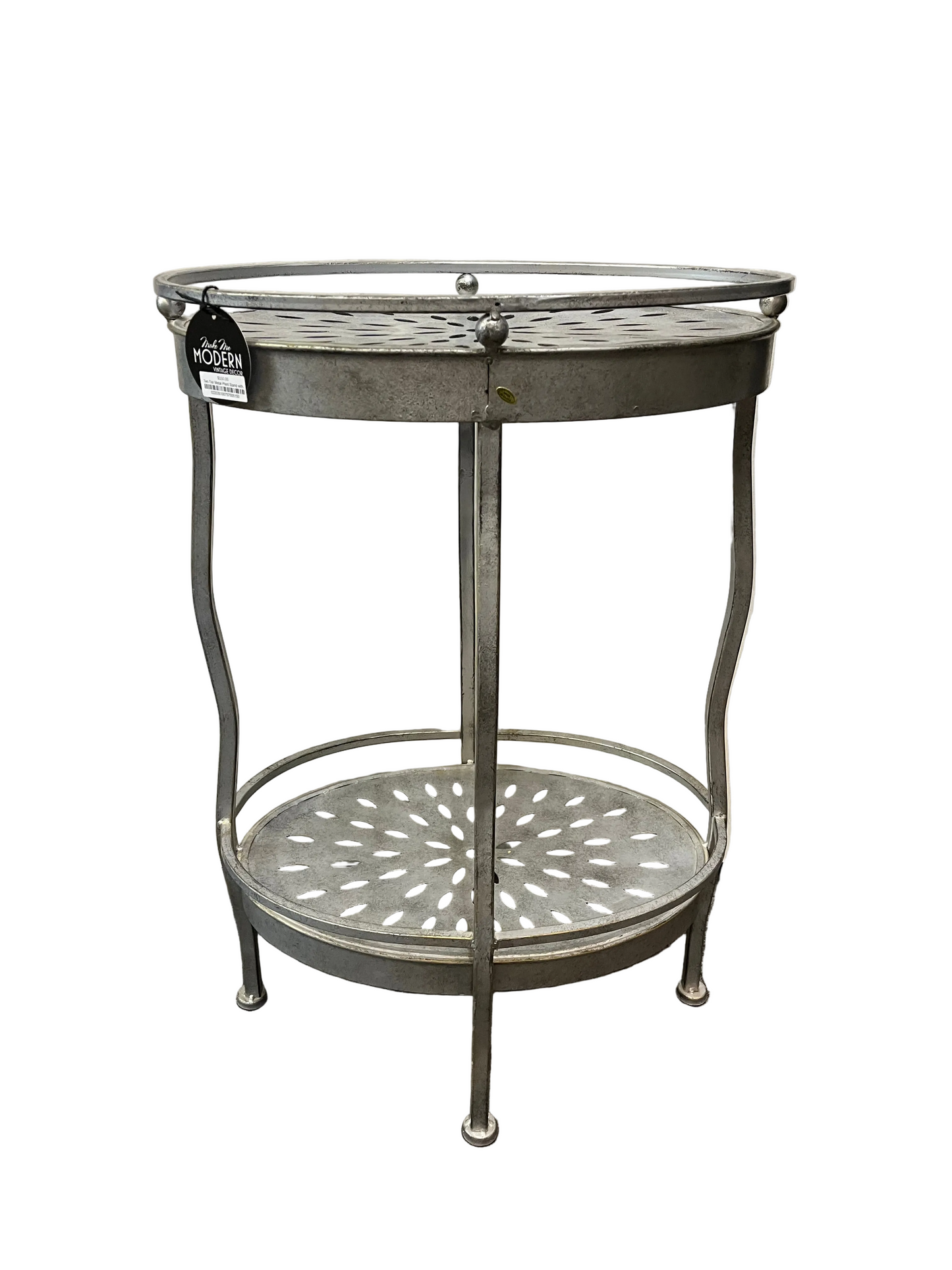 Two Tier Metal Plant Stand with Cutouts