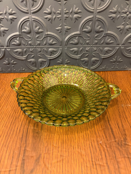 Indiana Glass Honyecombe Round Tray with Handles