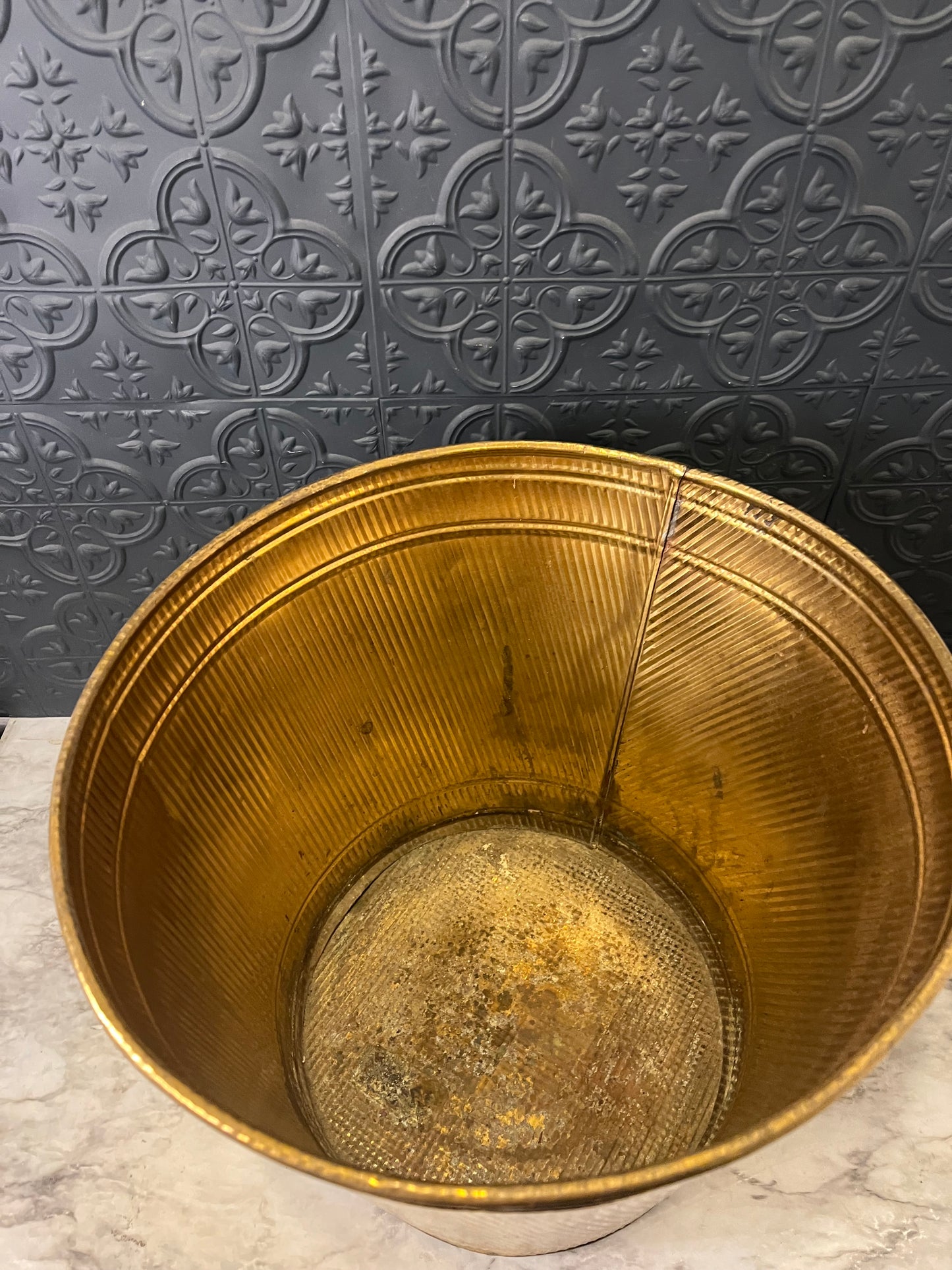 Extra Large Brass Pot 12.5" tall