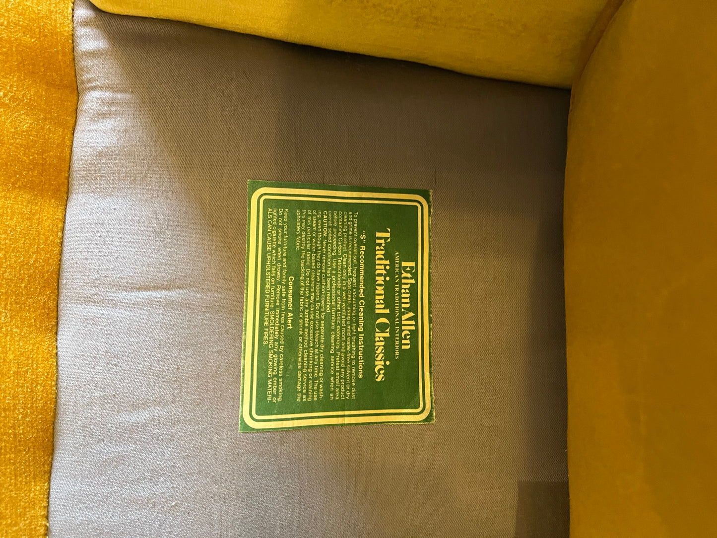 Ethan Allen Gold Velvet Chair - Each