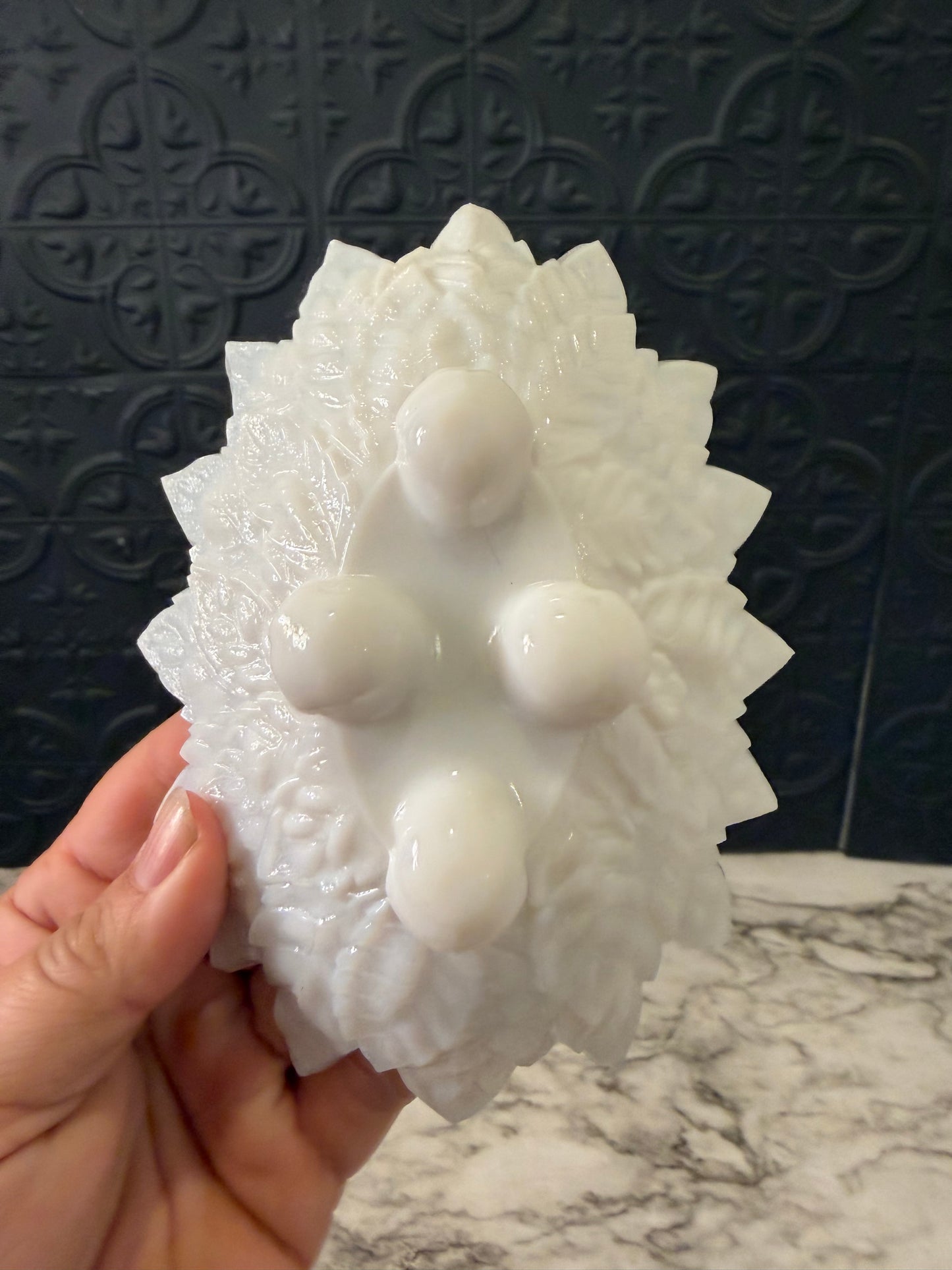 Milk Glass Westmoreland Leaf Soap Dish