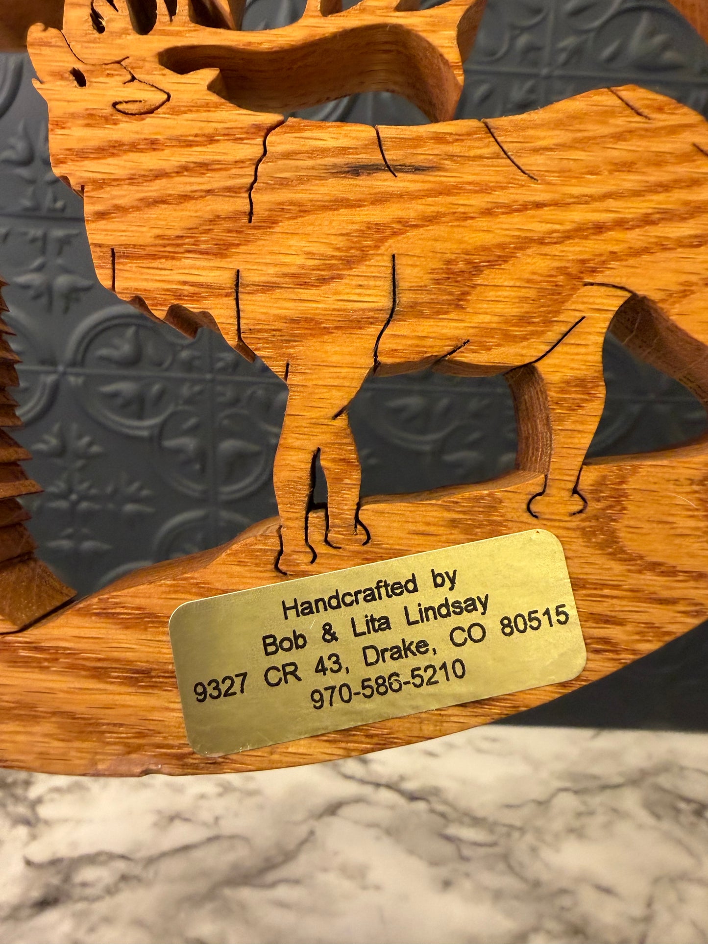 Wood Scroll Scene of Elk