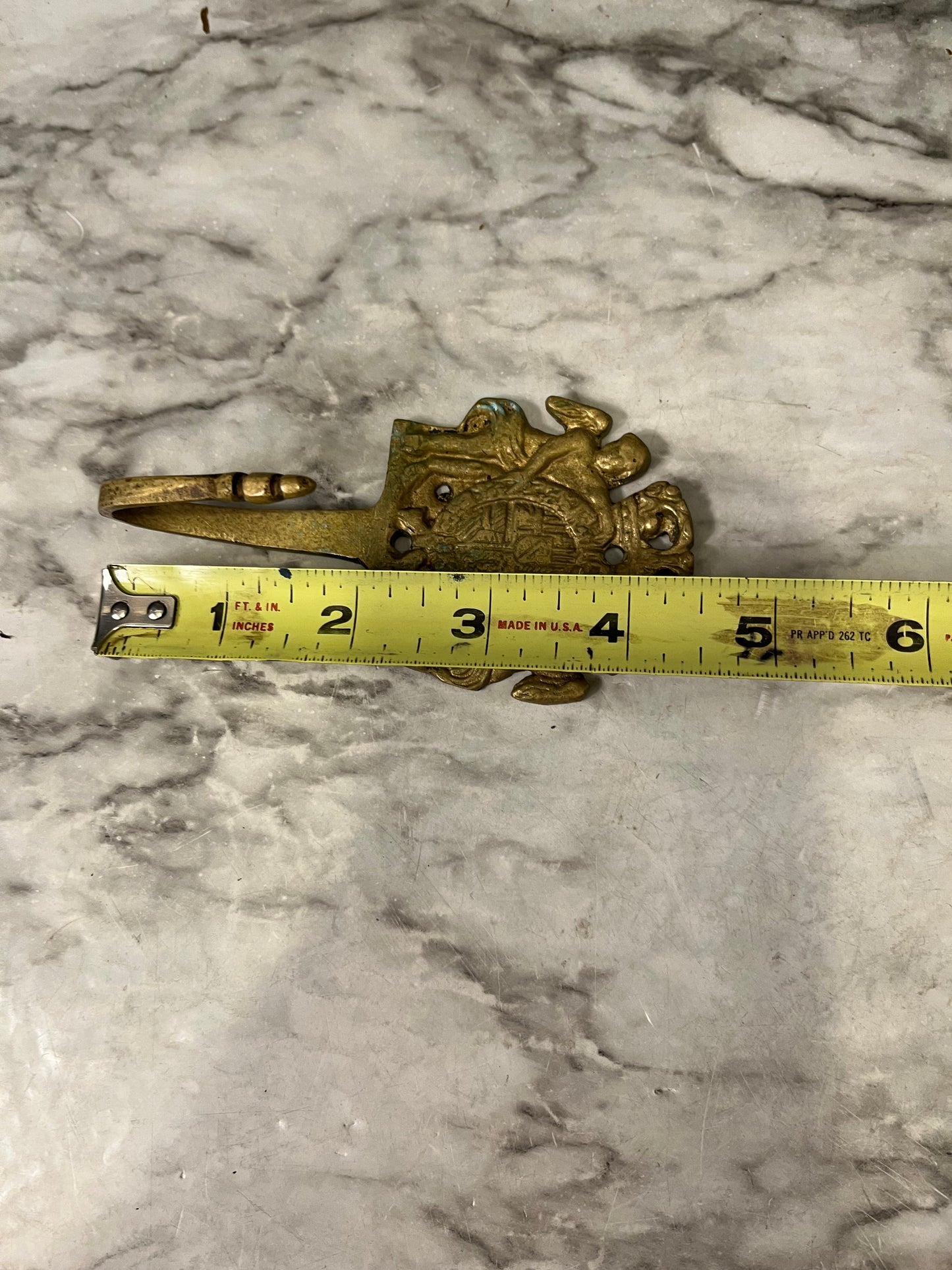 Vintage Brass Wall Hook with Cherubs
