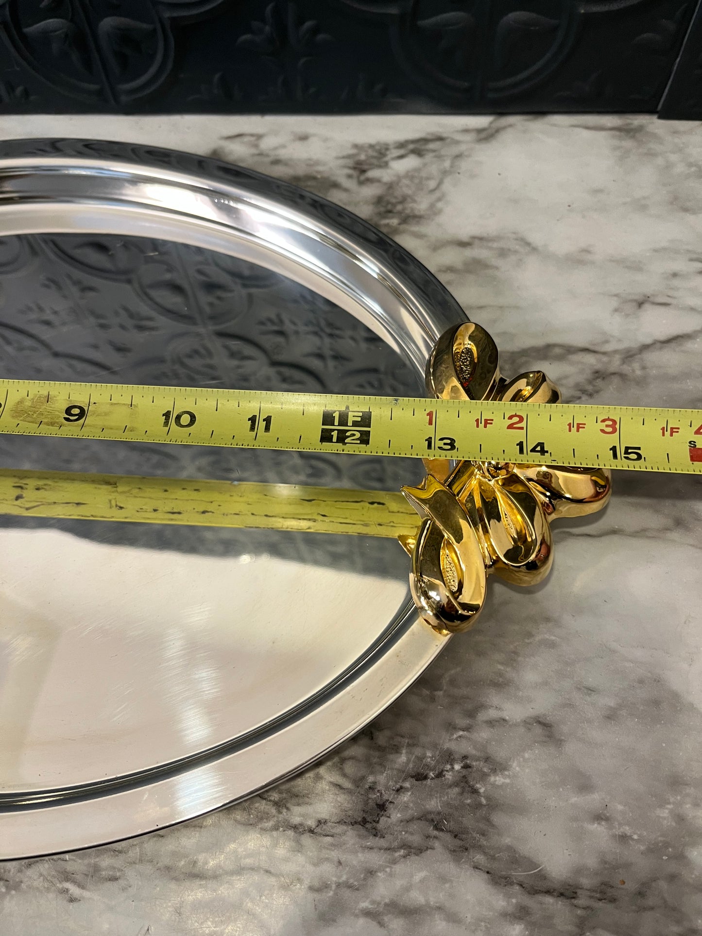 Oval Tray with gold Bow handles