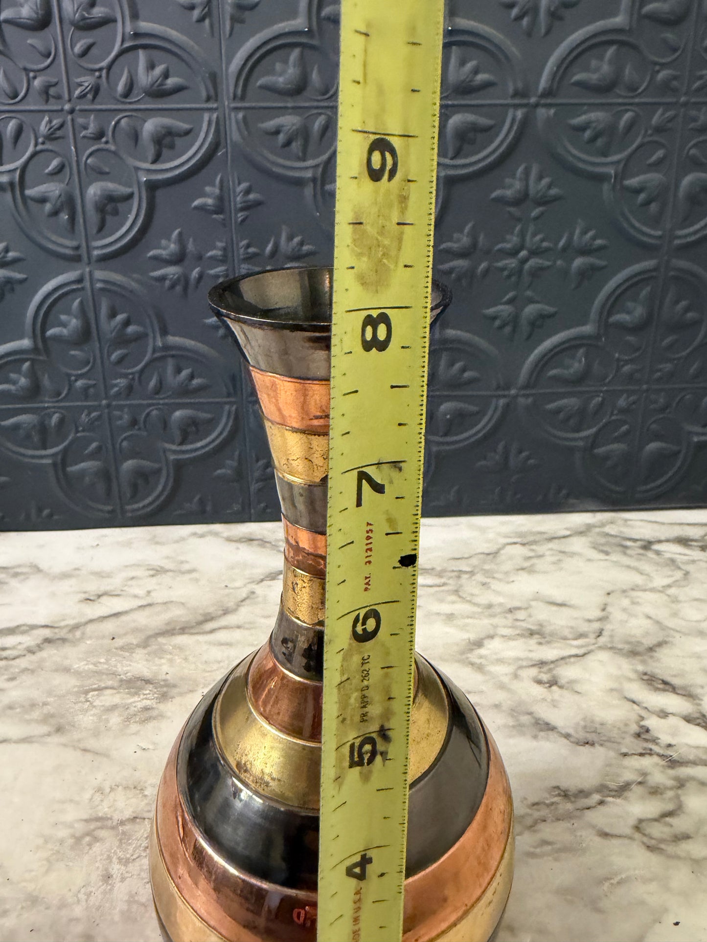 3 Tone Stripe Metal Vase