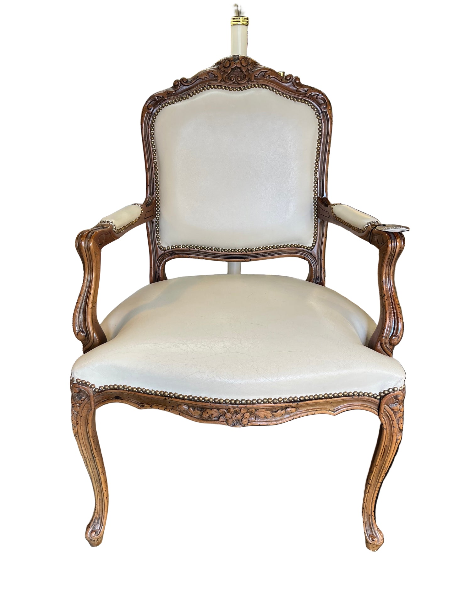 Cream Leather Chateau d'ax French style chair