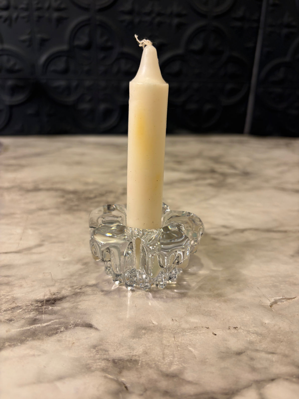 Glass Flower Candle HOlder Set of 2