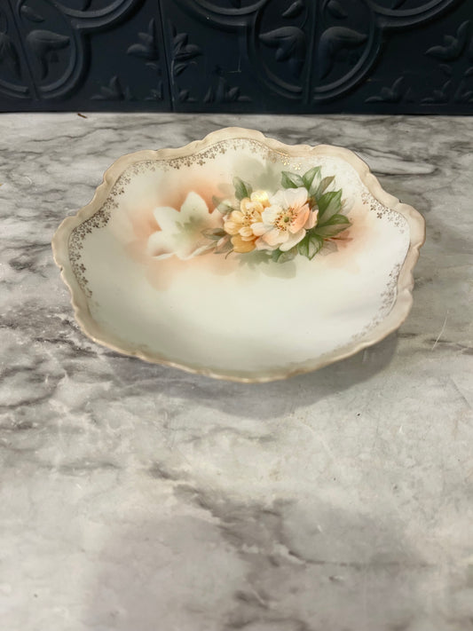 Porcelain Trinket Dish with Floral Design
